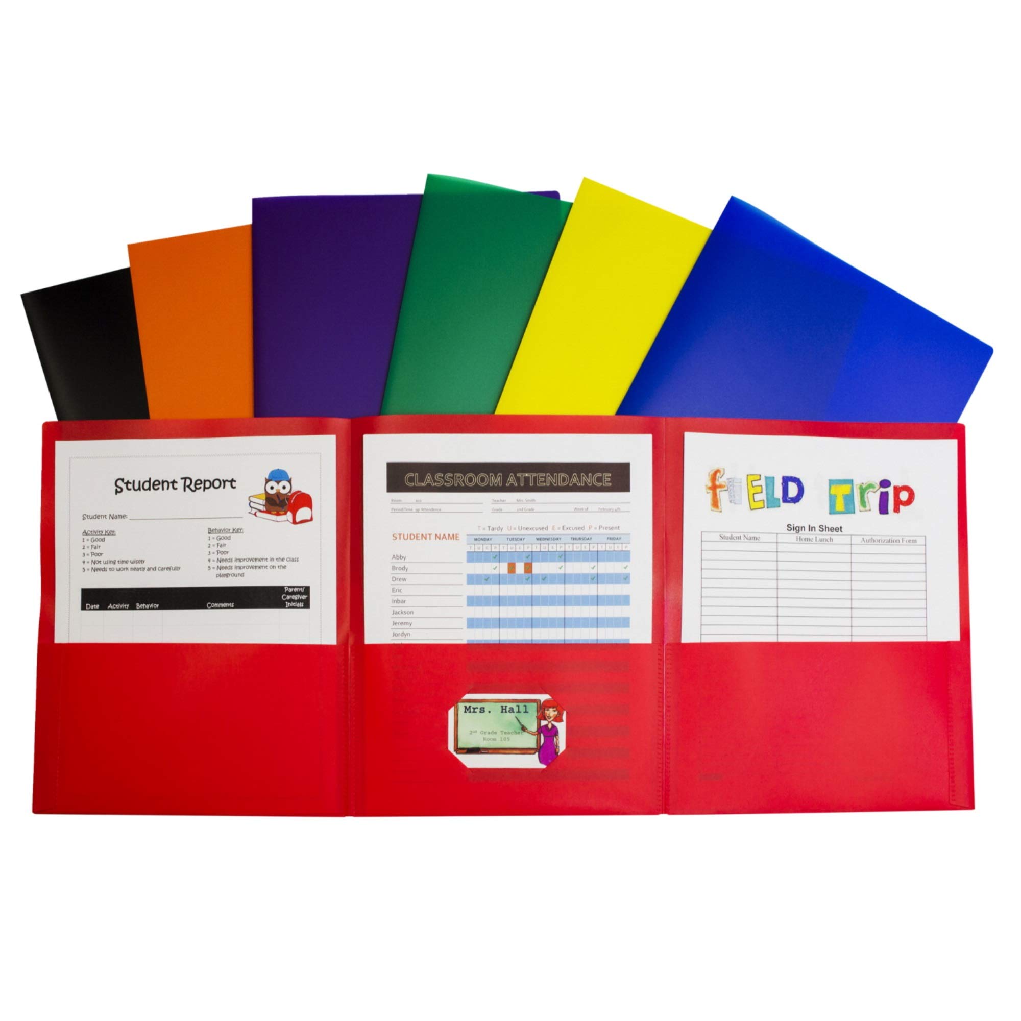 C-Line 3-Pocket Tri-Fold Heavyweight Poly Portfolios, Assorted Colors, Pack of 24 (33940-24) โ image 1