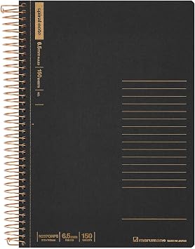 Maruman Spiral Note Basic Notebook, 300 Pages, A5, Narrow Ruled, Black