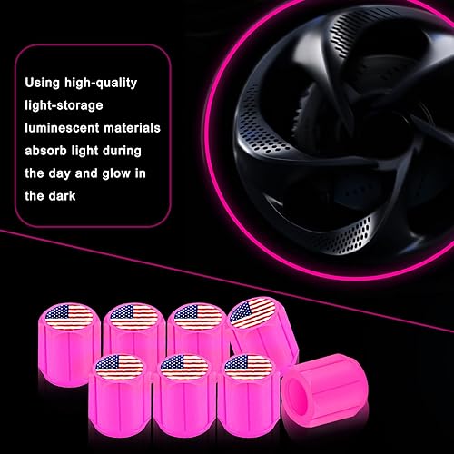 Miniatura 3 de 8 tapas de válvula de neumático de automóvil, cubierta de vástago de válvula de neumático fluorescente B&W con bandera estadounidense, cubierta de