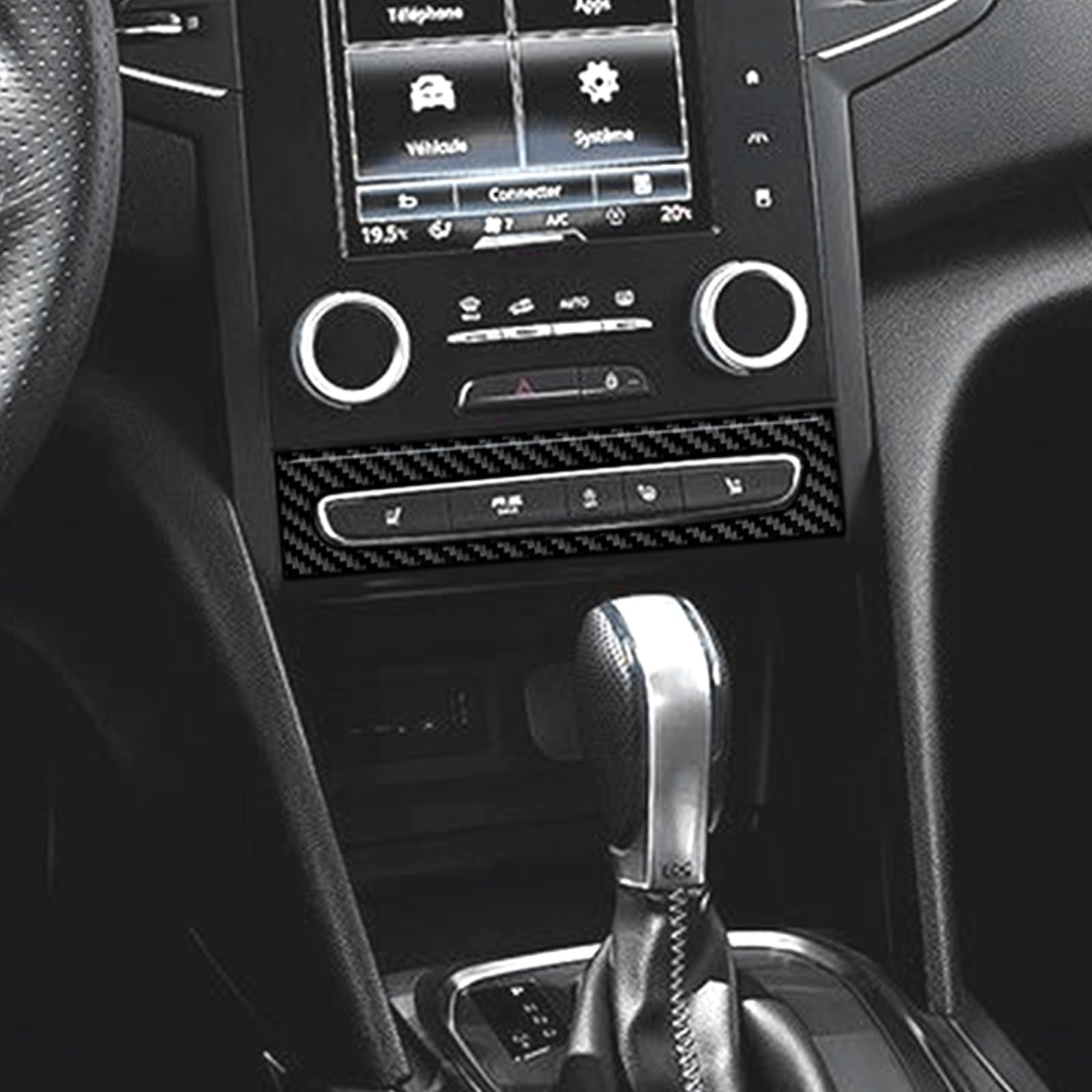 KUNGKIC Pour Renault Megane 4 2016 2017 2018 2019 2020 2021 2022-2025 Panneau de commande central de voiture en fibre de carbone Panneau de commande multifonction Panneau décoratif Autocollant
