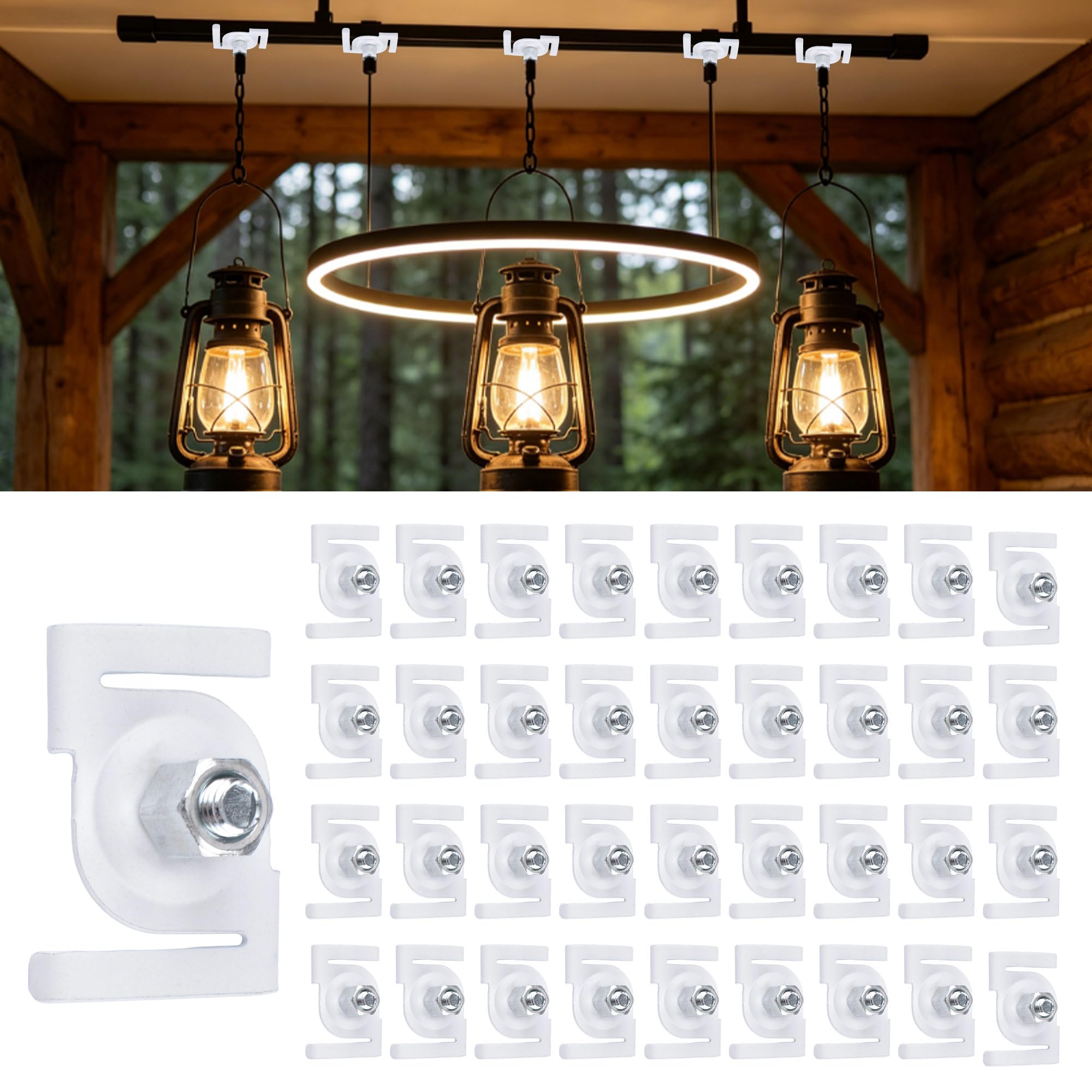 INCREWAY White T Bar Ceiling Grid Clips 40PCS, Manganese Steel Suspended Ceiling Clips for Drop Ceiling T Rails, Hanging Signs, Decorations and Display Accessories