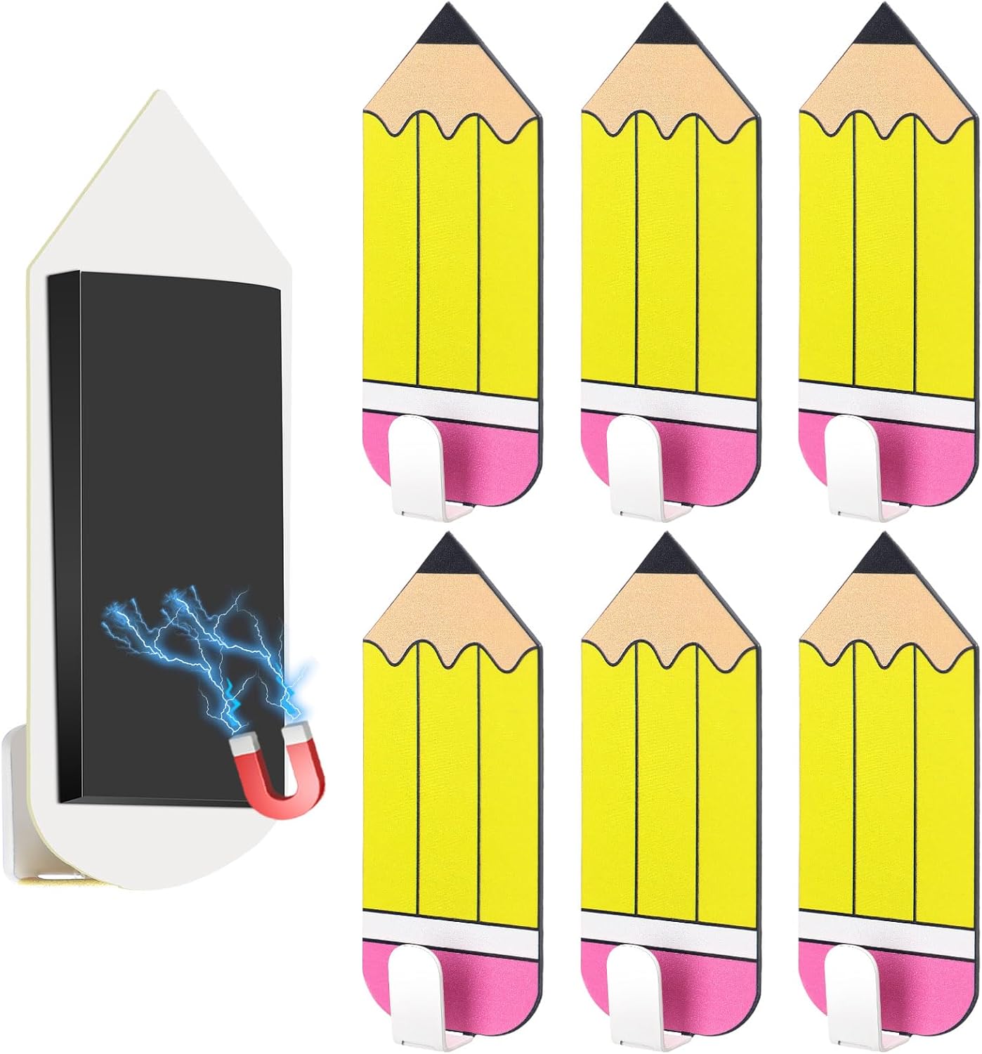 Cinnvoice 6 Pcs Pencil Crayon Magnetic Hooks Cute Classroom Decor, Crayon