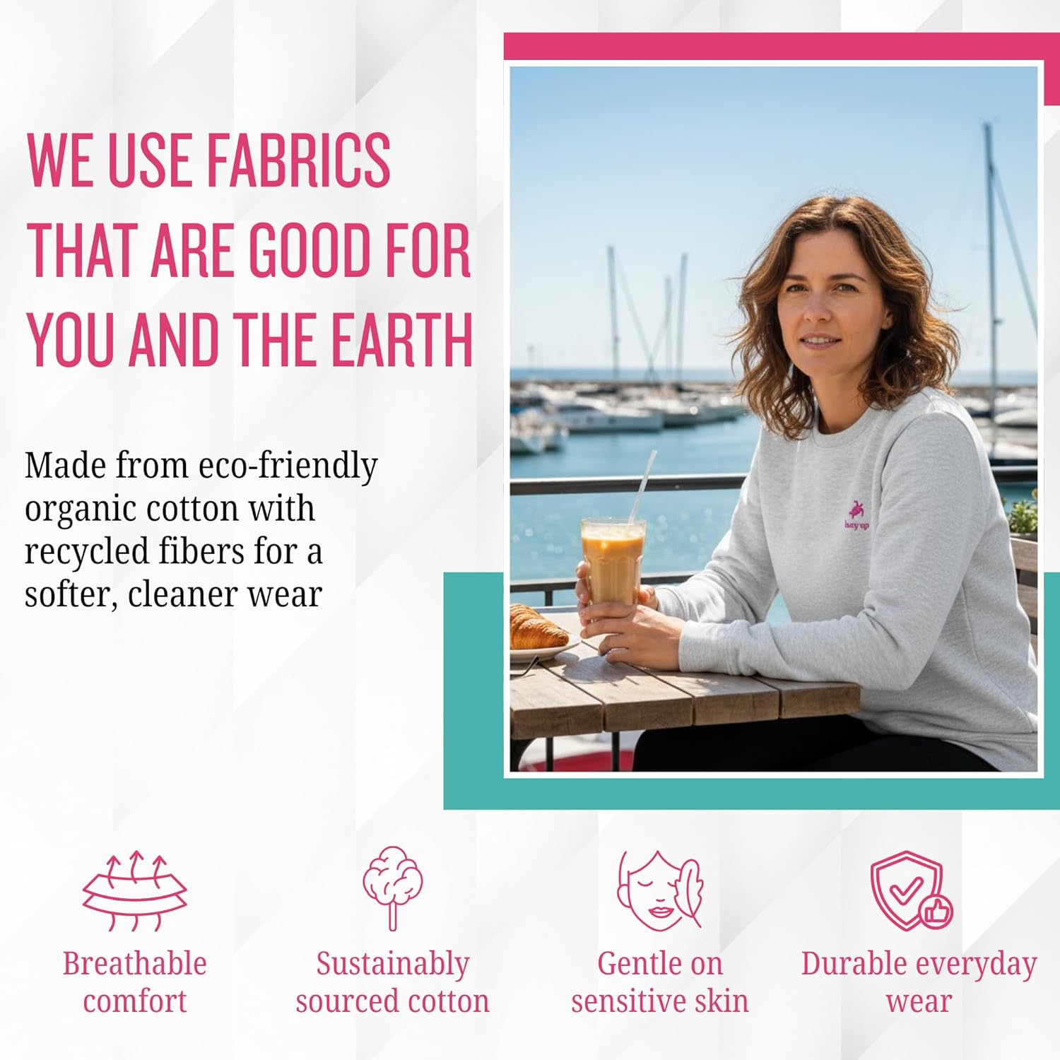 Women’s Soft Comfort Organic Cotton Sweatshirts - Crewneck Pullover for Women - Relaxed Fit Women's Crewneck - Image 4