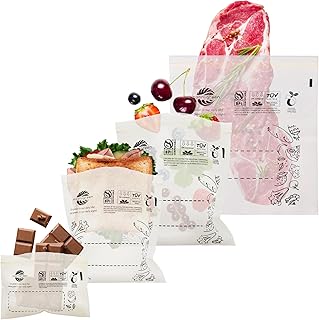 Compostable Food Storage Bags, Resealable, 50 Snack, 50 Sandwich, 30 Quart, 30 Gallon, Extra Thick, Certified US BPI ASTM D6400 Europe OK Compost