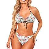 Yuuxorilu Women High Waisted Bathing Suits 2 Piece Sexy V Neck Bikini Sets