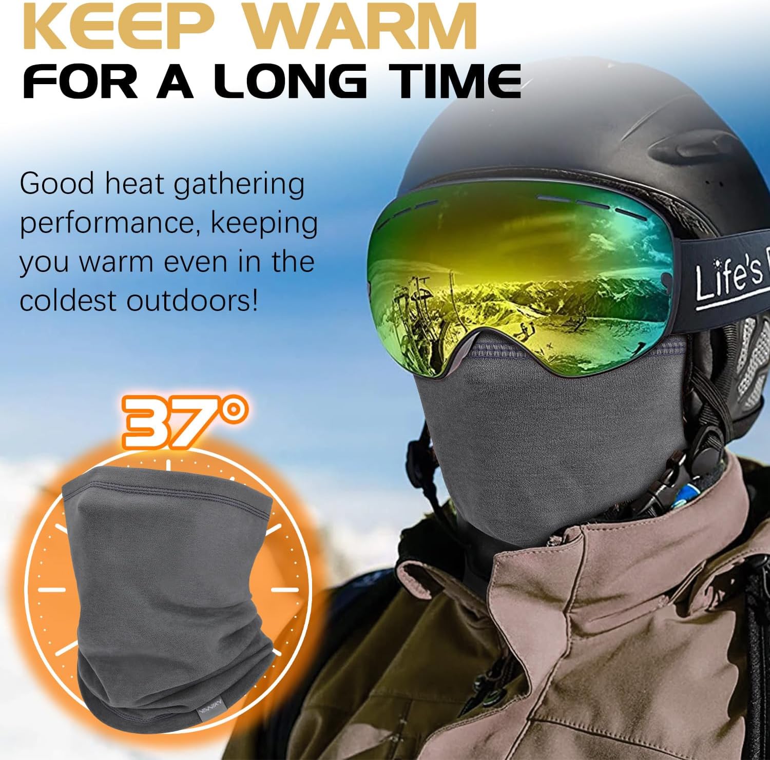 Neck Gaiter Winter Neck Warmer for Men & Women Windproof Face Mask for Cold Weather Breathable Ski Face Cover Scarf - Image 5