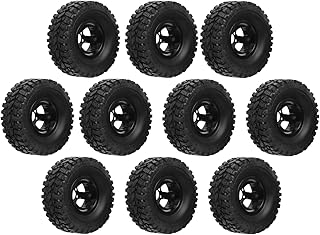 Geriop RC car Tires and Wheels, Good Grip Stable Driving 1/16 RC car Tires Strong Damping Replacement for WPL B24 B36 Black
