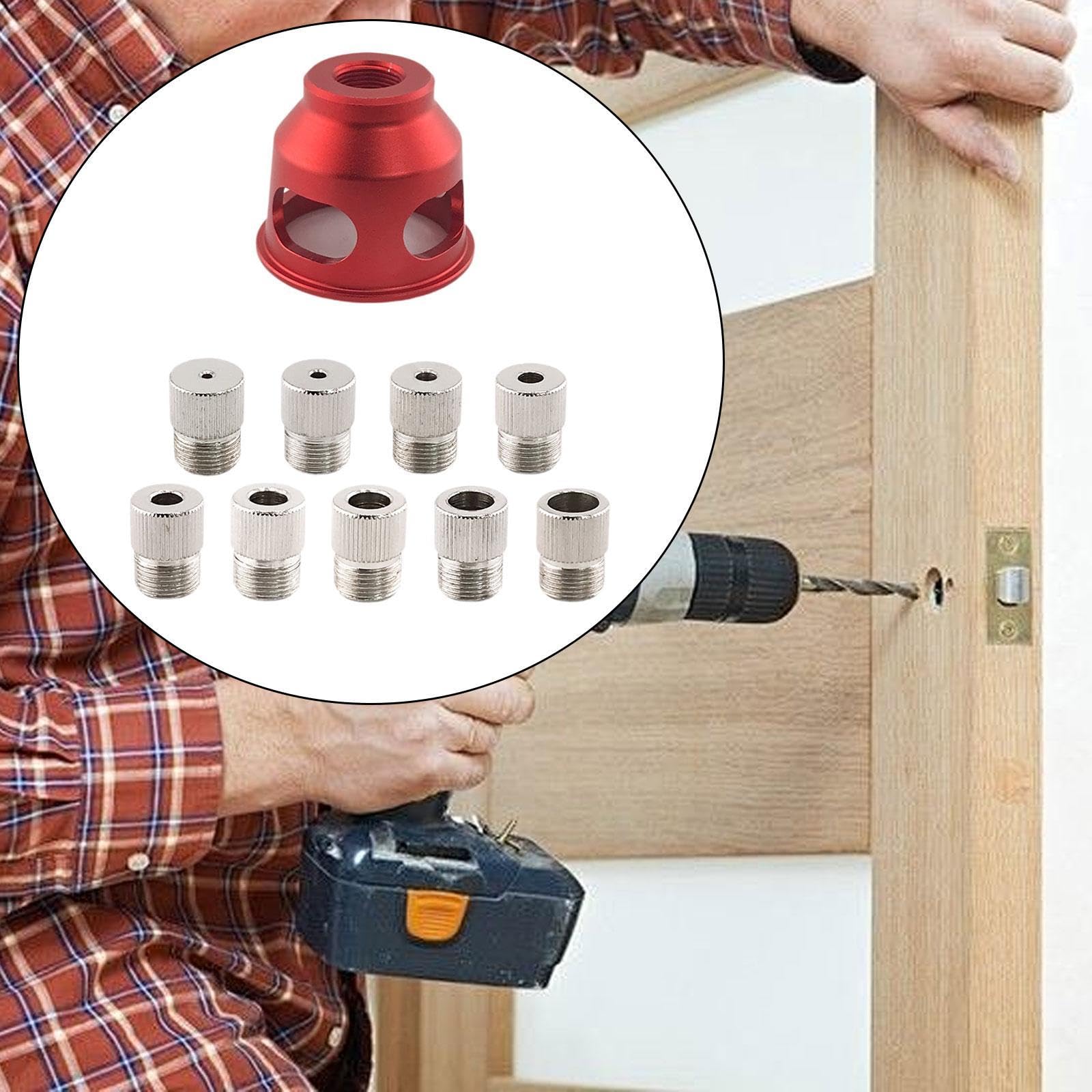Juego de Guías de Broca Autocentrantes para Perforadora Vertical de 2 a 10 Mm con Casquillos de Broca, Rojo