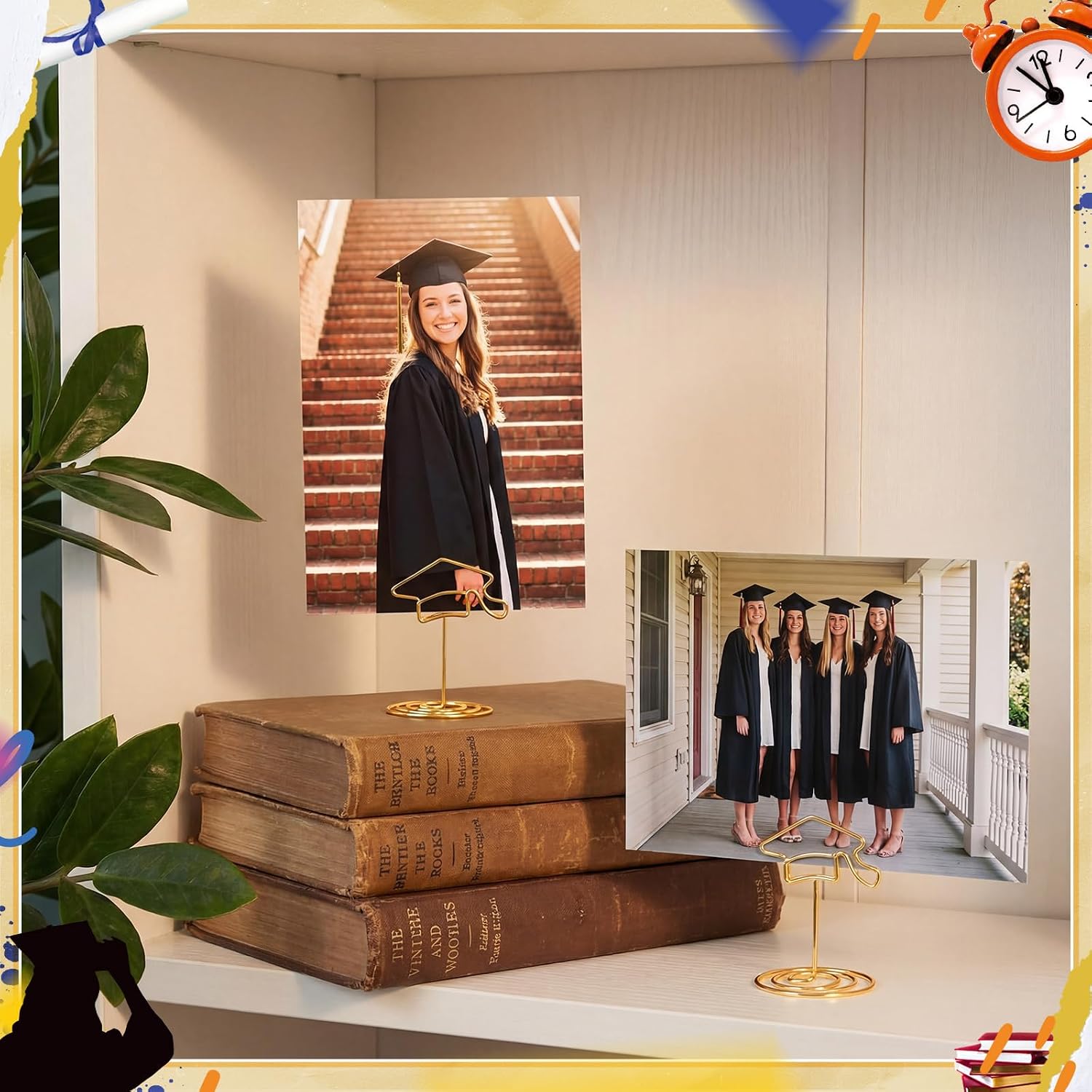AmazingSpark 36 Pcs Christmas Gold Photo Holders, Grad Cap image 5