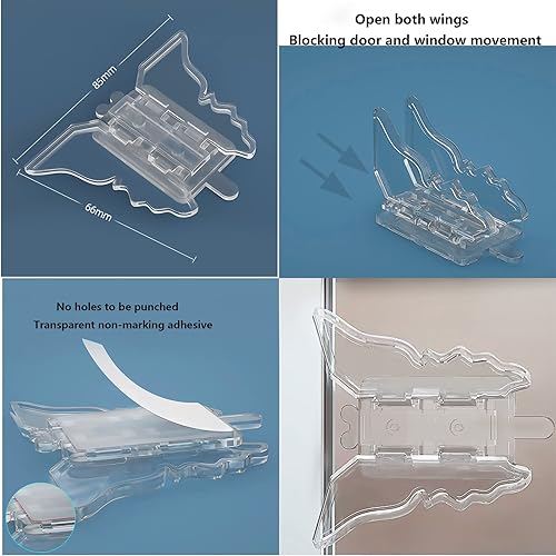 Miniatura 3 de Cerraduras de puerta corrediza, pestillos de ventana, limitadores de puerta y ventana transparentes, cerraduras a prueba de niños, cerraduras de