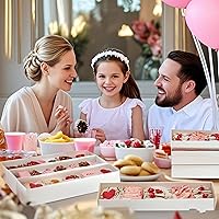 Vista 6 de 50 Pack 12x2.2x2 Inch Chocolate Covered Strawberry Boxes with Clear Window Packing for Macaron, Truffle, Cookie & Bakery Boxes