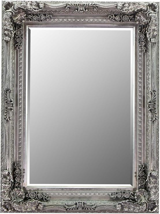 Milton Manor Large Silver Antique Style Big Wall Mirror 4Ft X 3Ft 120cm X 90cm