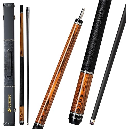 Carbon Fiber Pool Cue Stick 10.5mm/11.8mm/12.5mm,Low Deflection Pool Stick with Rare Wood Butt,Professional Cue Stick with Box Case