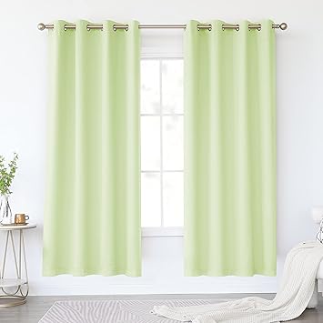 KEQIAOSUOCAI Light Green Blackout Curtains 72 Inch for Bedroom - Grommet Window Drapes Room Darkening Thermal Insulated Mint Green Curtain for Living Room, 2 Panels, 52 x 72 Inches