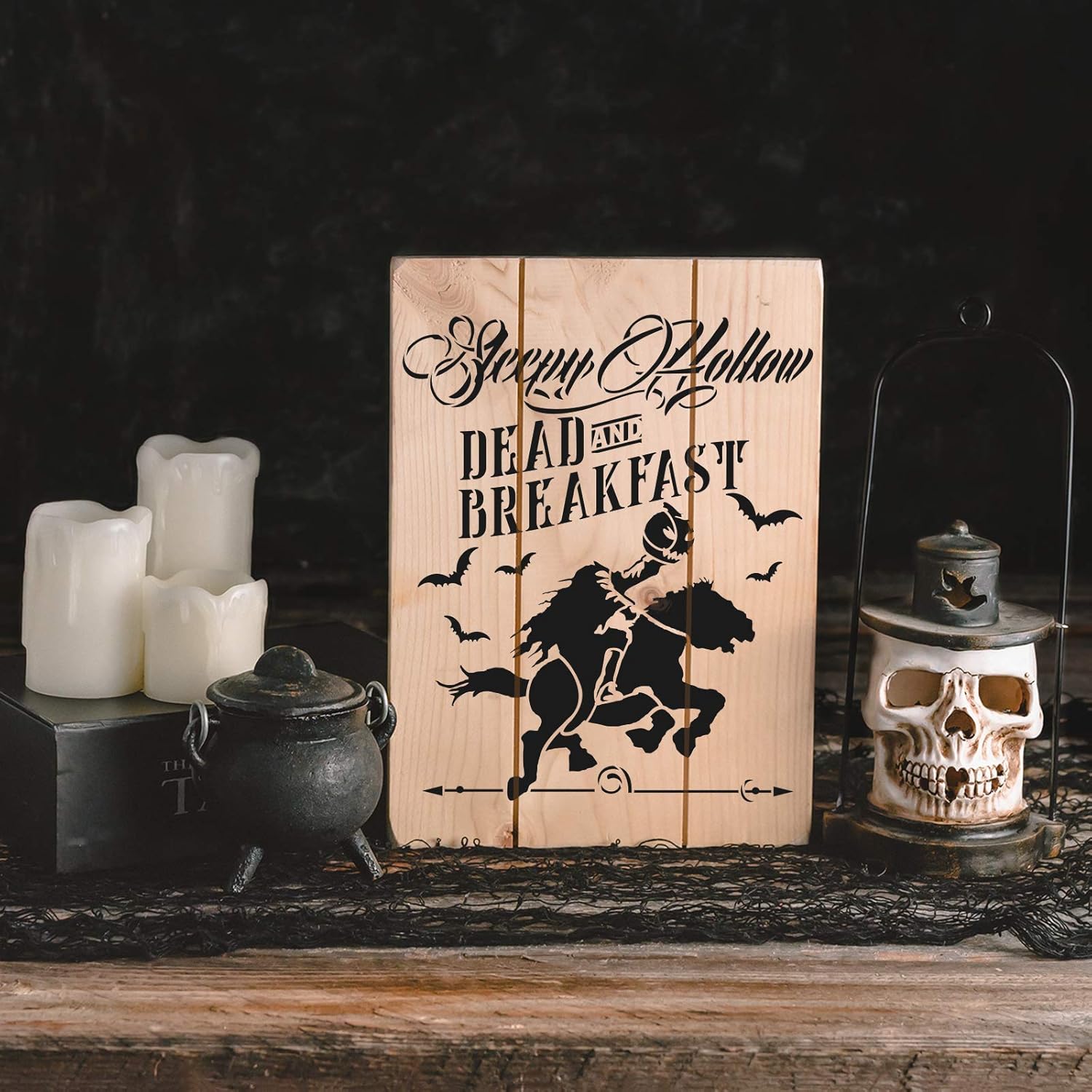 Sleepy Hollow Bed Breakfast Halloween Stencil - Bring Your Haunted Visions to Life, Horror Stencil, Mylar Stencils, Halloween Sign