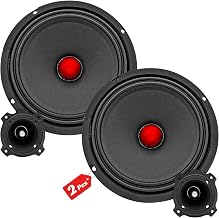 5 CORE Bundle Car Speakers 2X Midrange Loudspeaker 6.5" 360W & 2X Aluminum Super Bullet Tweeter 3.5" 180W w Built in Crossover 4Ohm Component Door Speakers for Car Truck