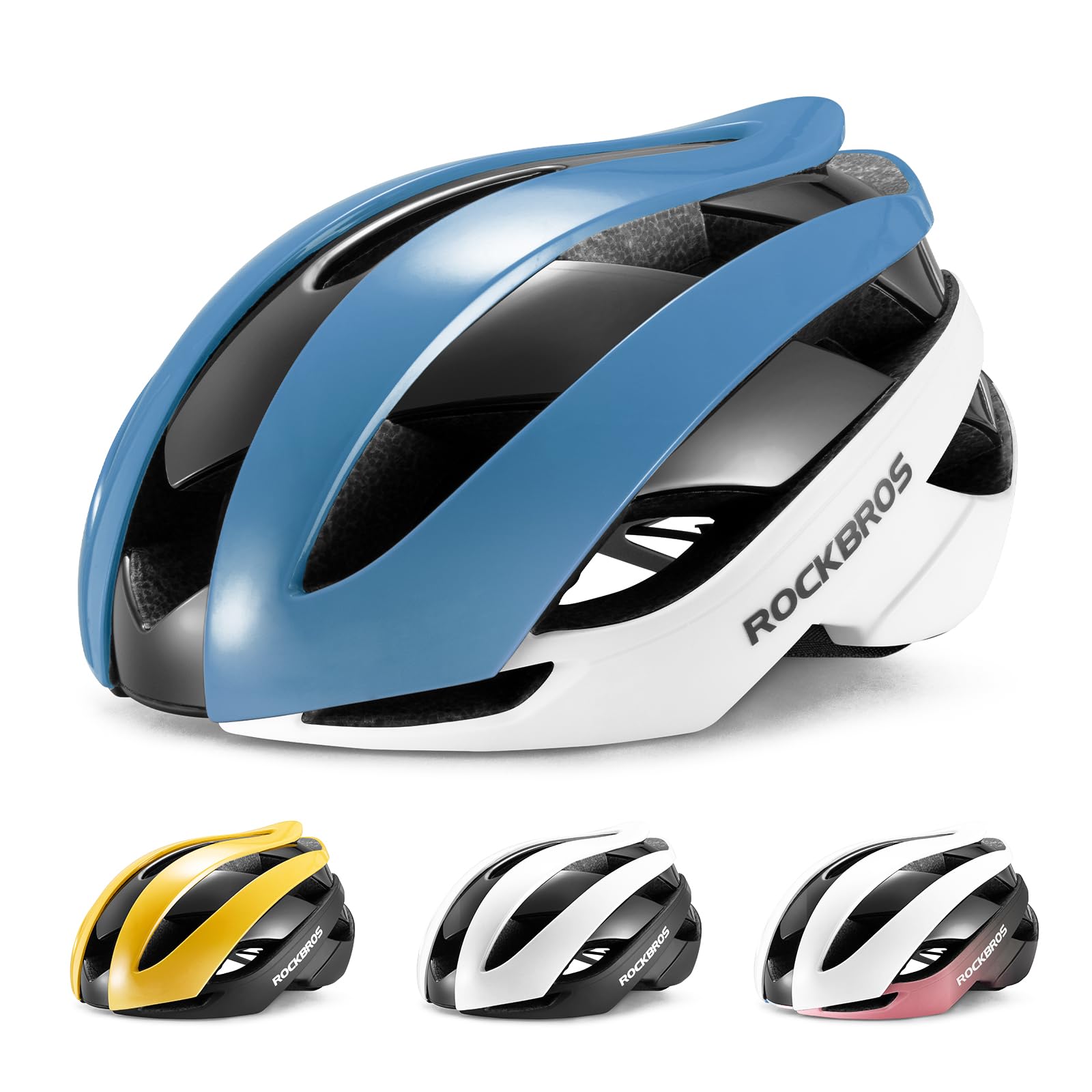 ROCKBROS Casco de Bicicleta para Adultos, Ajustable y Transpirable | Ligero con Forro Desmontable para Bicicleta de Carretera, Gravel y MTB
