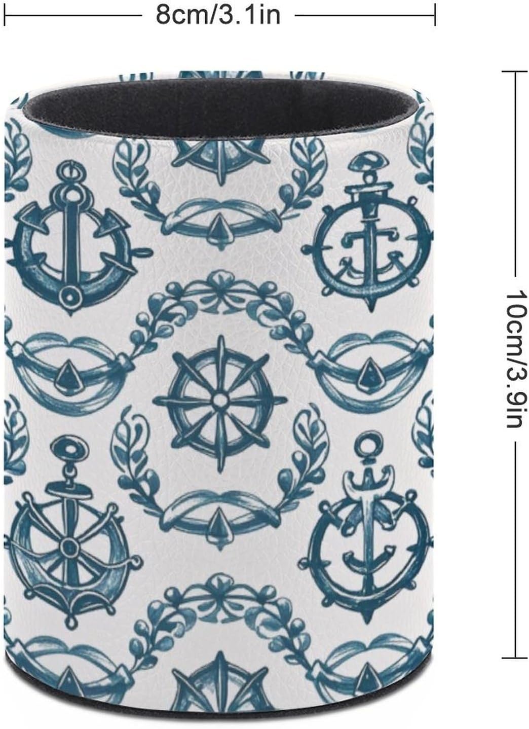 Office Hand Drawn Nautical Desk Organizer Pen Holder Round image 2