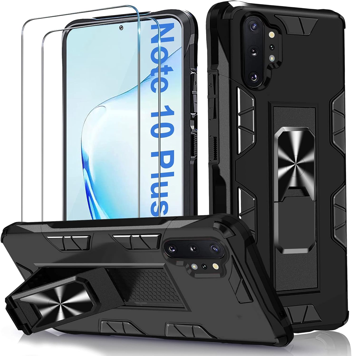 Galaxy Note 10 Plus Case for Samsung Galaxy Note 10+ Case Military Grade Shockproof Heavy Duty Protective Case Kickstand Holder Cover Case for Samsung Galaxy Note 10 Plus 4G/ 5G 6.8" Case for Men