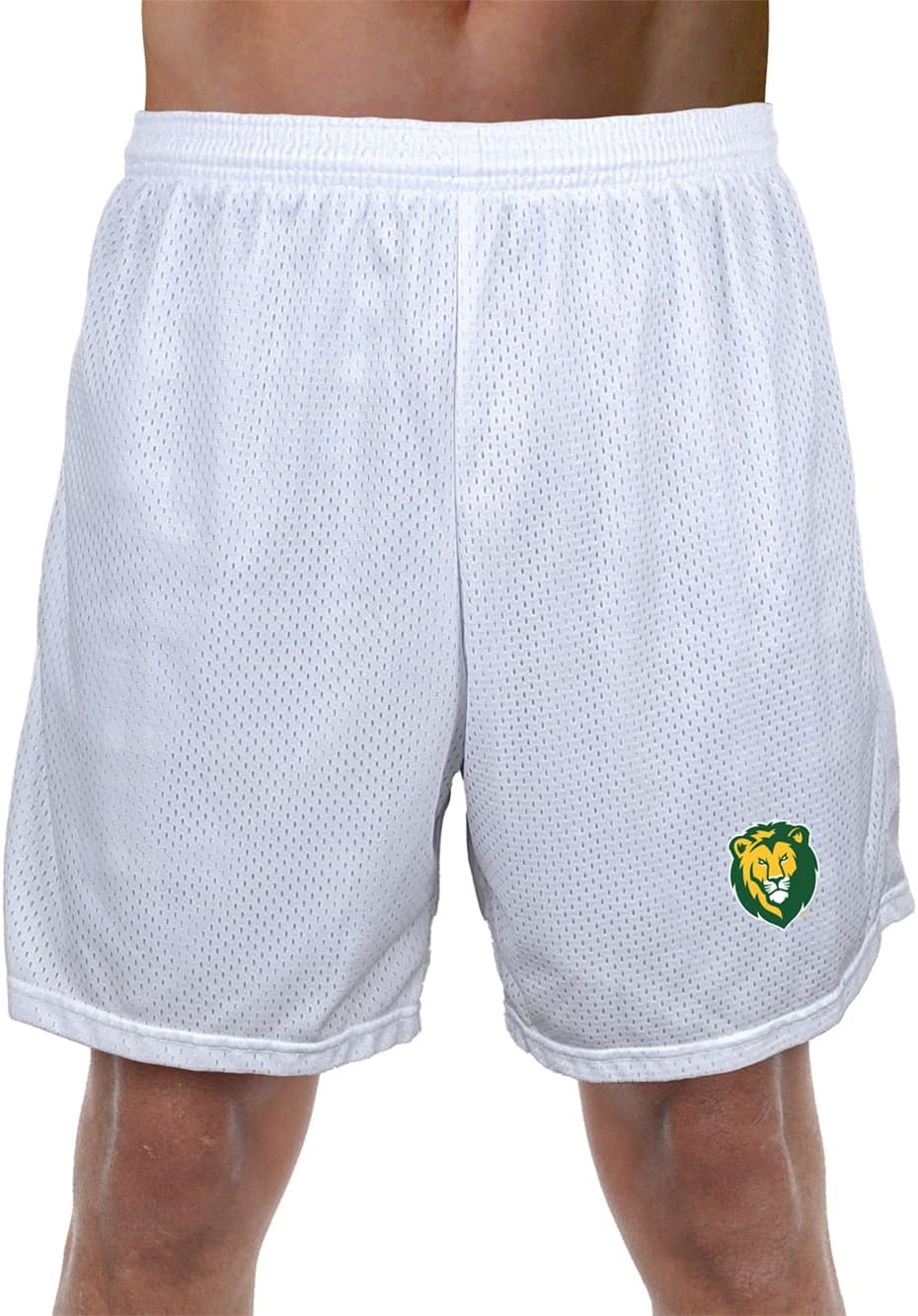 Collegiate Official NCAA Men's Athletic Mesh Lined Workout Gym Shorts 7" Inseam Primary Logo Collection, White