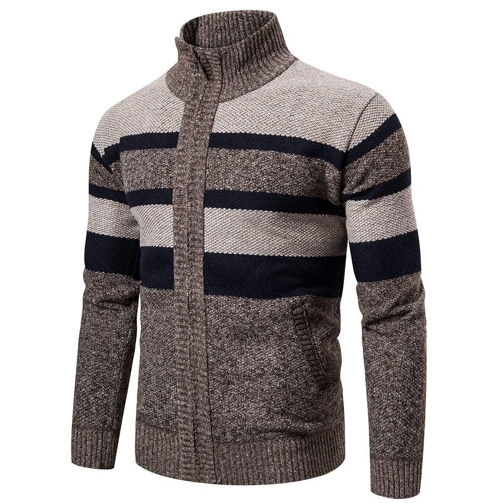 Męskie nowe swetry ciepły dopasowany golf sweter z dzianiny męski sweter z długim rękawem męski stójka stójka sport kardigan sweter (kolor: A, rozmiar: XL)
