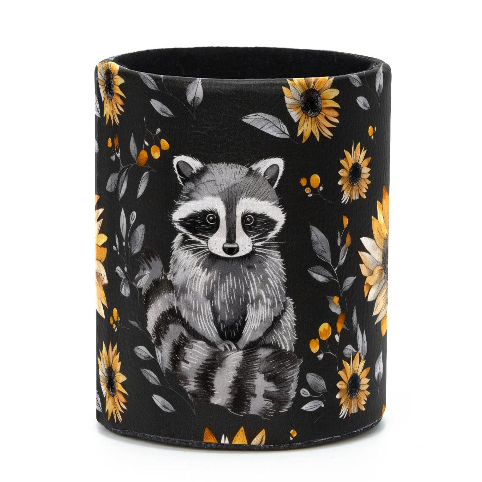 VAPOKF Round Pencil Holders for Desk, Raccoon Pen Holders Pen Pot Makeup Brushes Storage Desktop Stationery Supplies Organiser for Home Office