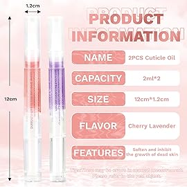 2PCS Cuticle Oil Pens for Nail Care,Cuticle Revitalizer Oil Pen with Soft Brush,Cuticle Oil to Prevent Nail Cracking and Dry (Cherry & Lavender Flavor)