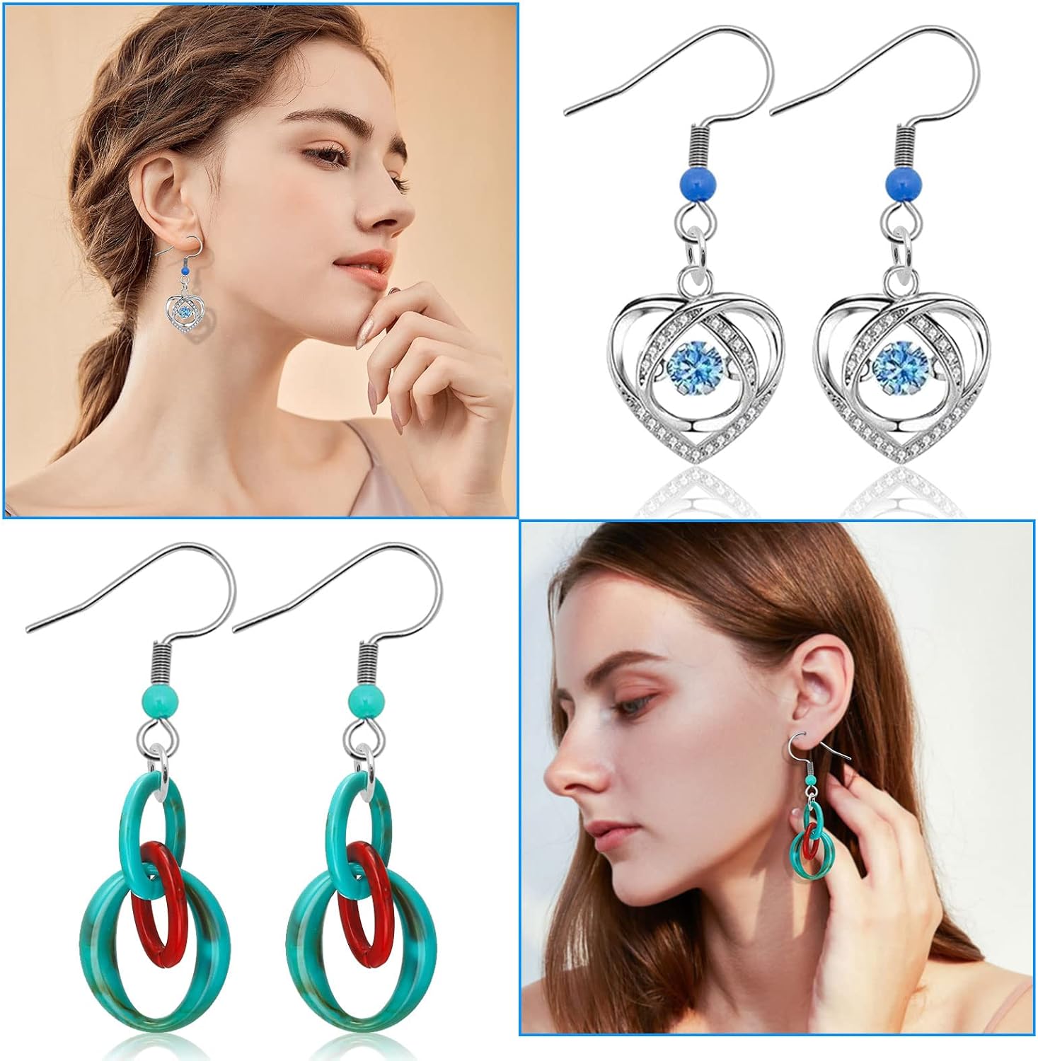 Earring Hooks for Jewelry Making,Stainless Steel Ear Wires with Jump Ring Clear Silicone Earring Back for DIY Earring Making - Image 3