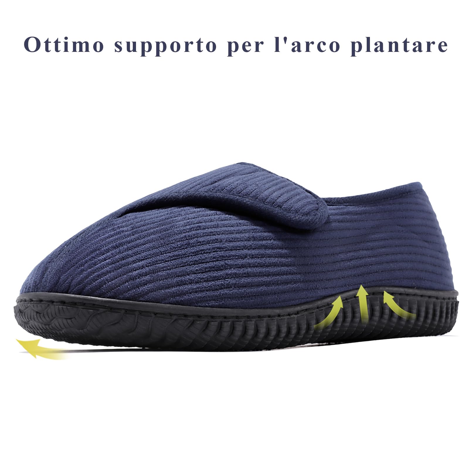 Git-up Pantofole da casa per Uomo Confortevole e Antiscivolo Calde Ciabatte con Soletta Memory Foam Pantofole Regolabili diabetiche per Edema Piedi