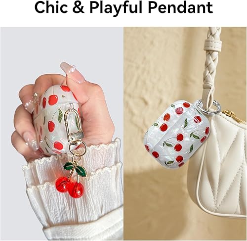 Miniatura 3 de Funda compatible con AirPods Pro 3, bonita funda estética para AirPod Pro 3 con llavero de cereza, funda protectora de TPU de alta calidad a prueba