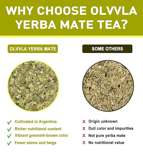 Miniatura 4 de Olvvla - Té de yerba mate premium - 0.07 oz x 60 unidades - Bolsa de té de yerba mate argentina 100% natural - Yerba mate pura sin ahumar - Té