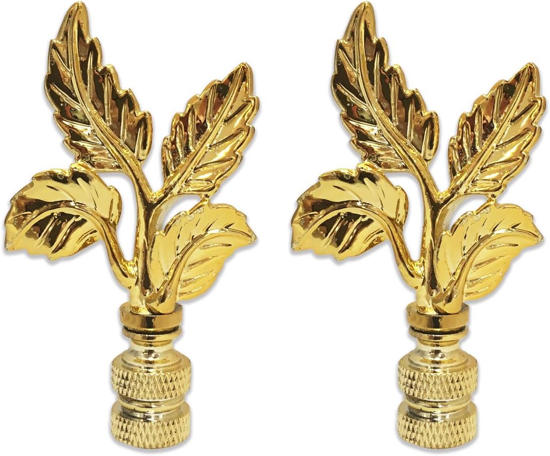 Royal Designs Elegant Leaves Lamp Finial for Lamp Shade Polished Brass