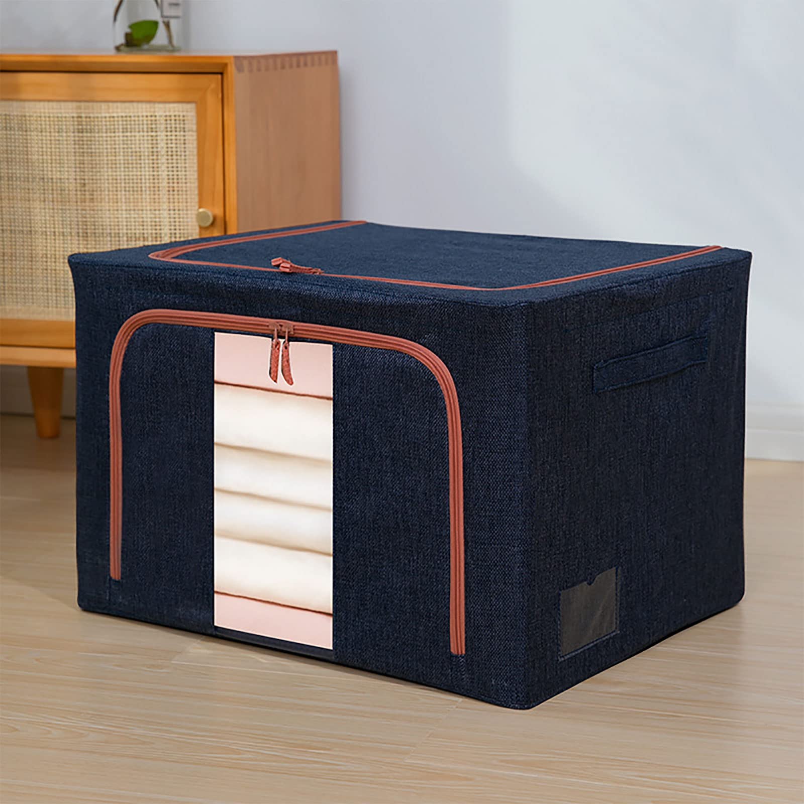 Grande Scatola di immagazzinaggio Contenitori per Vestiti Impermeabili con Struttura in Acciaio Chiusura a Doppia Cerniera Grandi organizzatori con Struttura in Acciaio per Coperte da Letto