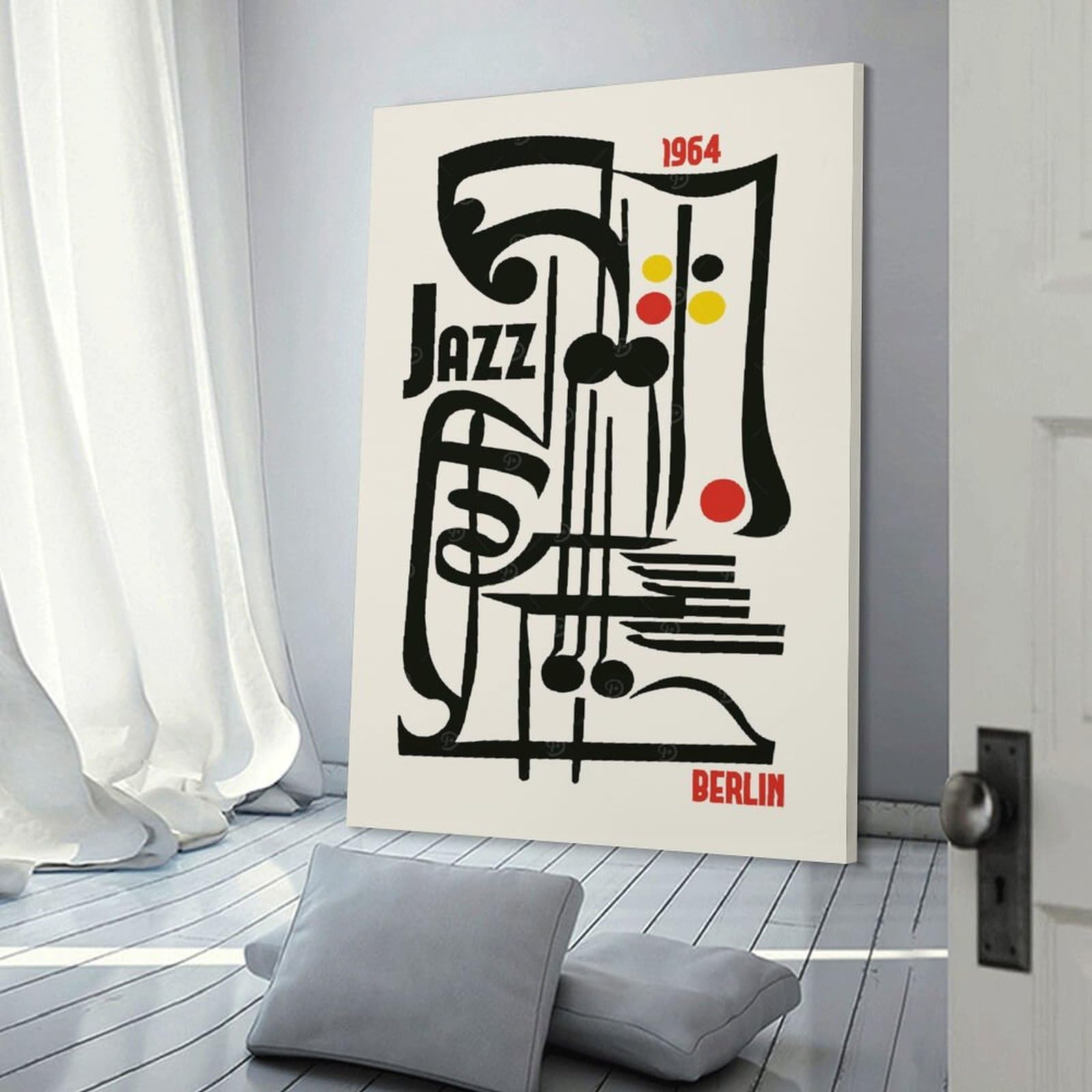 Junmoney Decorative Canvas Print Jazz Music Berlin Festival, 24x36inch(60x90cm), for Office, Study Or Home Workspace, Decorative Artwork for Productive Spaces