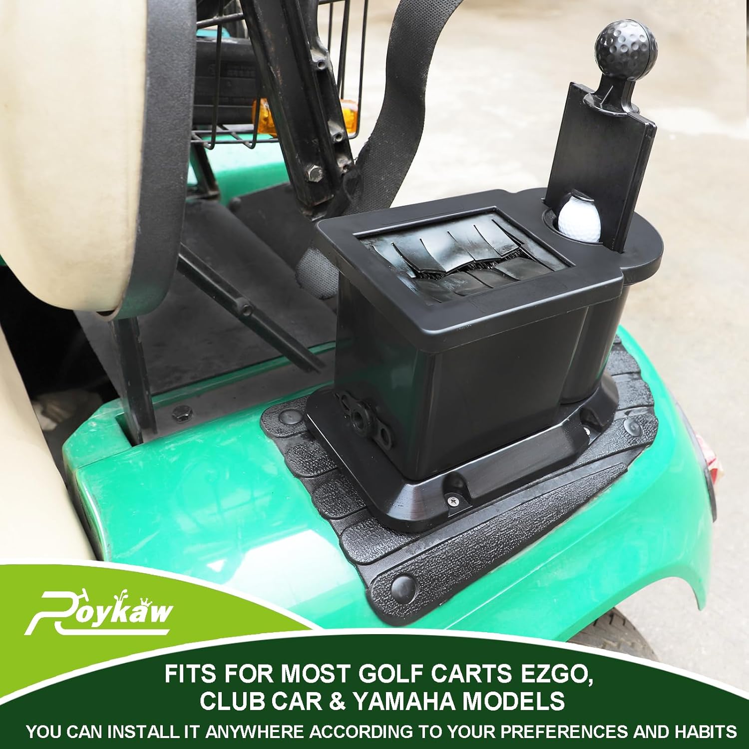 Roykaw Golf Cart Ball Washer and Club Cleaner with Bracket Kit Compatible with EZGO, Club Car, Yamaha, Advanced EV - Upgrade Club Car Precedent Bracket