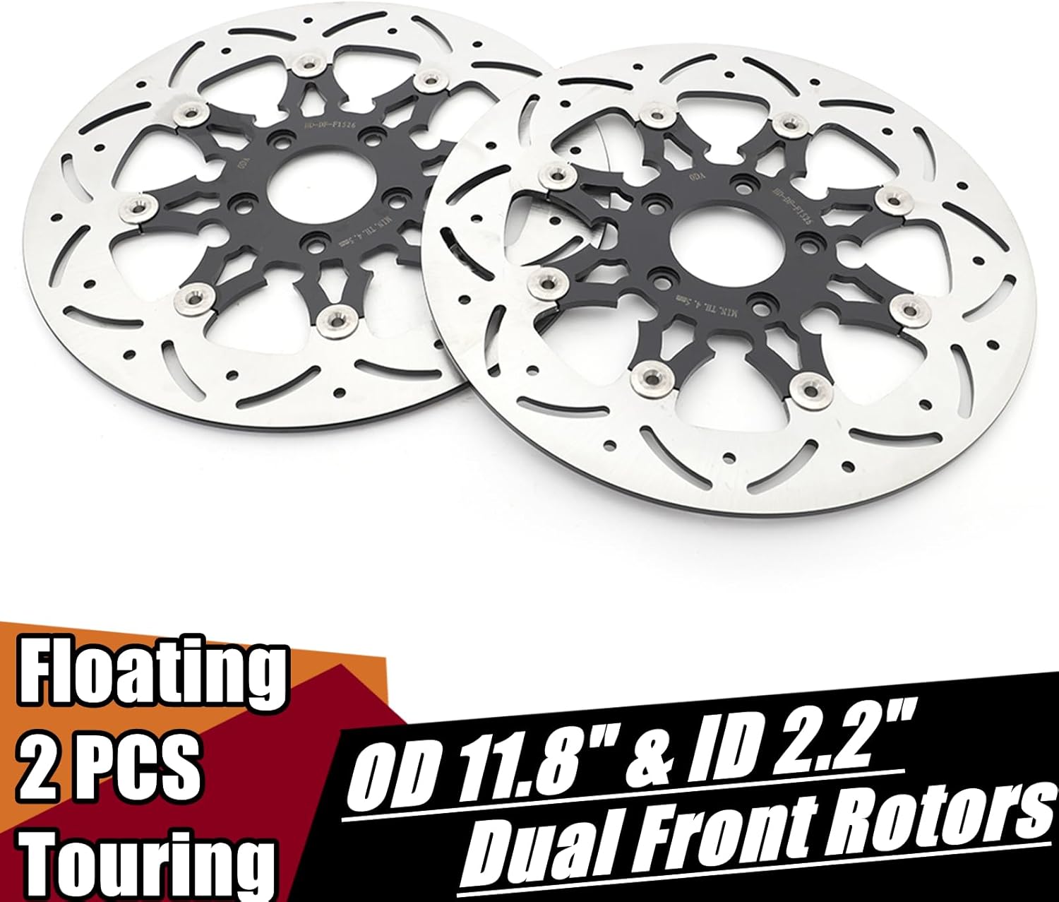 TOFR 11.8" Floating Front Brake Rotors Discs for Harley Touring Street Glide Electra Glide Road Glide Road King 08-17 SPORTSTER XL1200 16-23 DYNA Fat Bob Street Bob LOW Rider 08-17