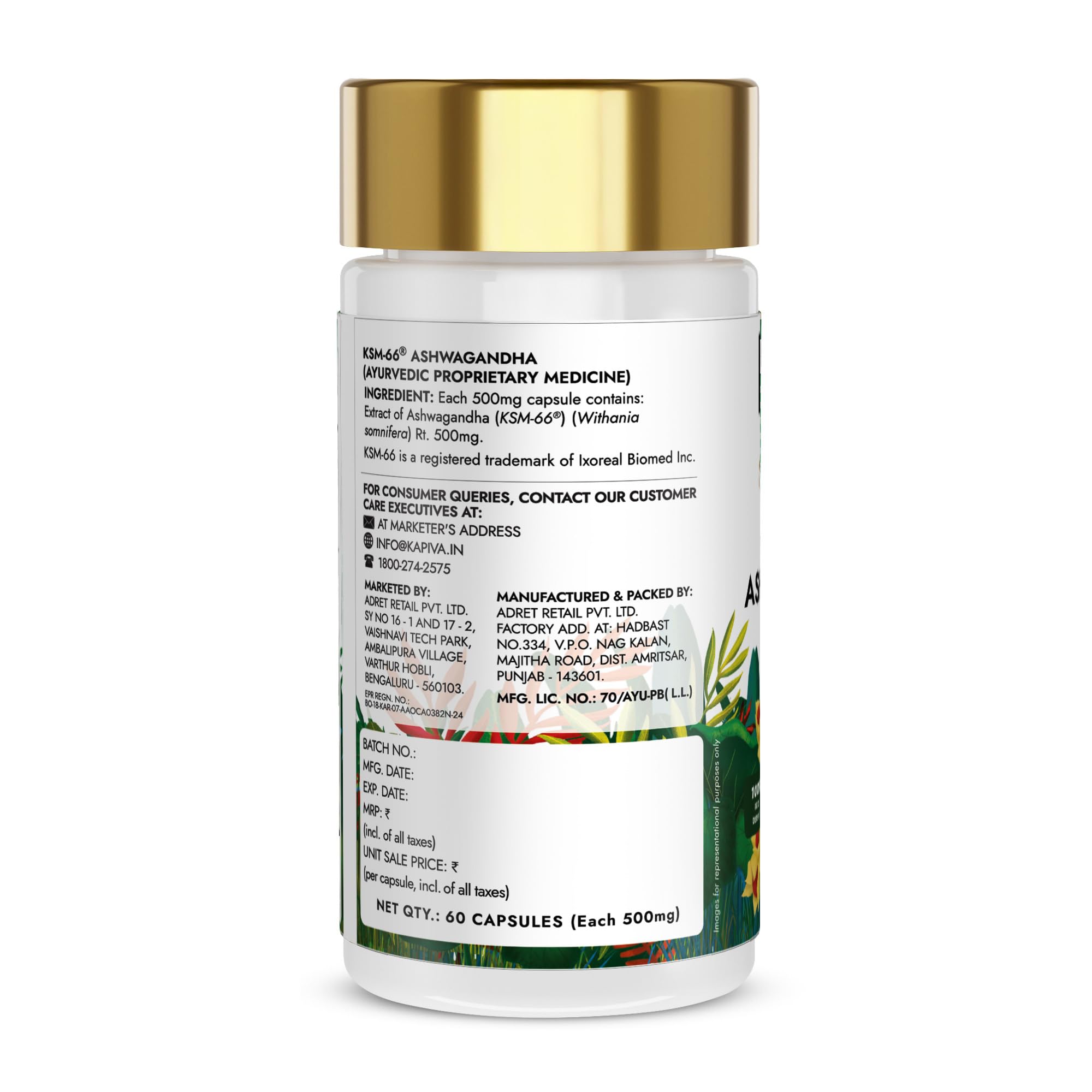 Kapiva KSM-66 Ashwagandha (500mg) | Clinically Proven with 5% Withanolides | 100% Root Extract | Supports Cortisol Balance, Strength & Vitality | Natural Stress Relief | 60 Veg Capsules — Amazon image 9