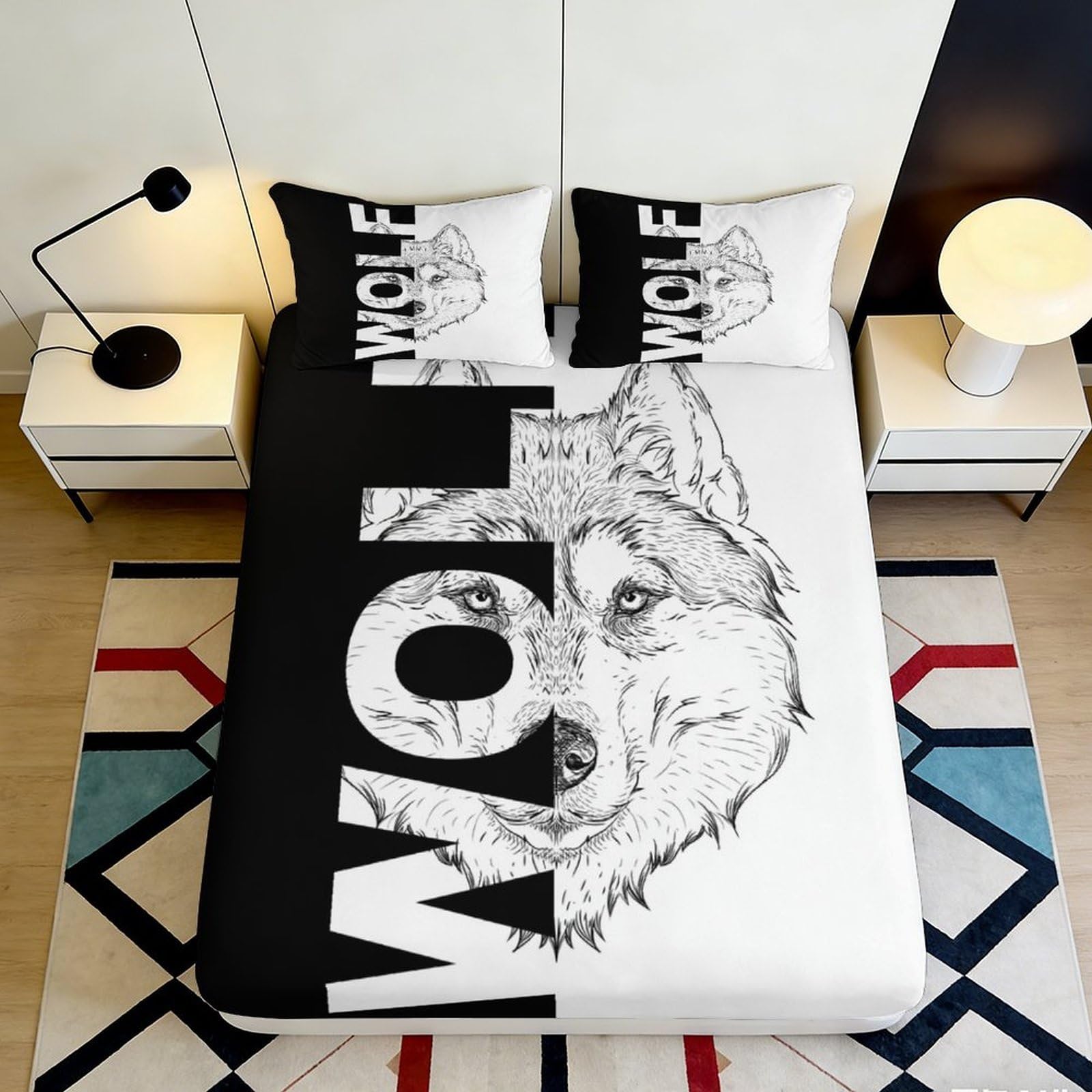Jxqhbvmg Style-10 3D Printed Wolf Fitted Sheet Microfiber Deep Pocket Non-Slip Bedroom Bedding Wolf Mattress Fitted Cover Washable Wrap 90X200x25cm