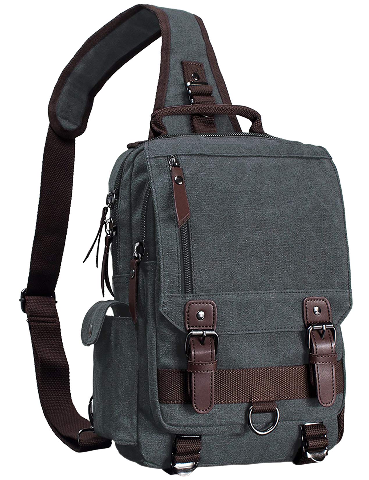 El-fmly Canvas Cross Body Messenger Bag for Men Women Sling Shouler Backpack Travel Rucksack