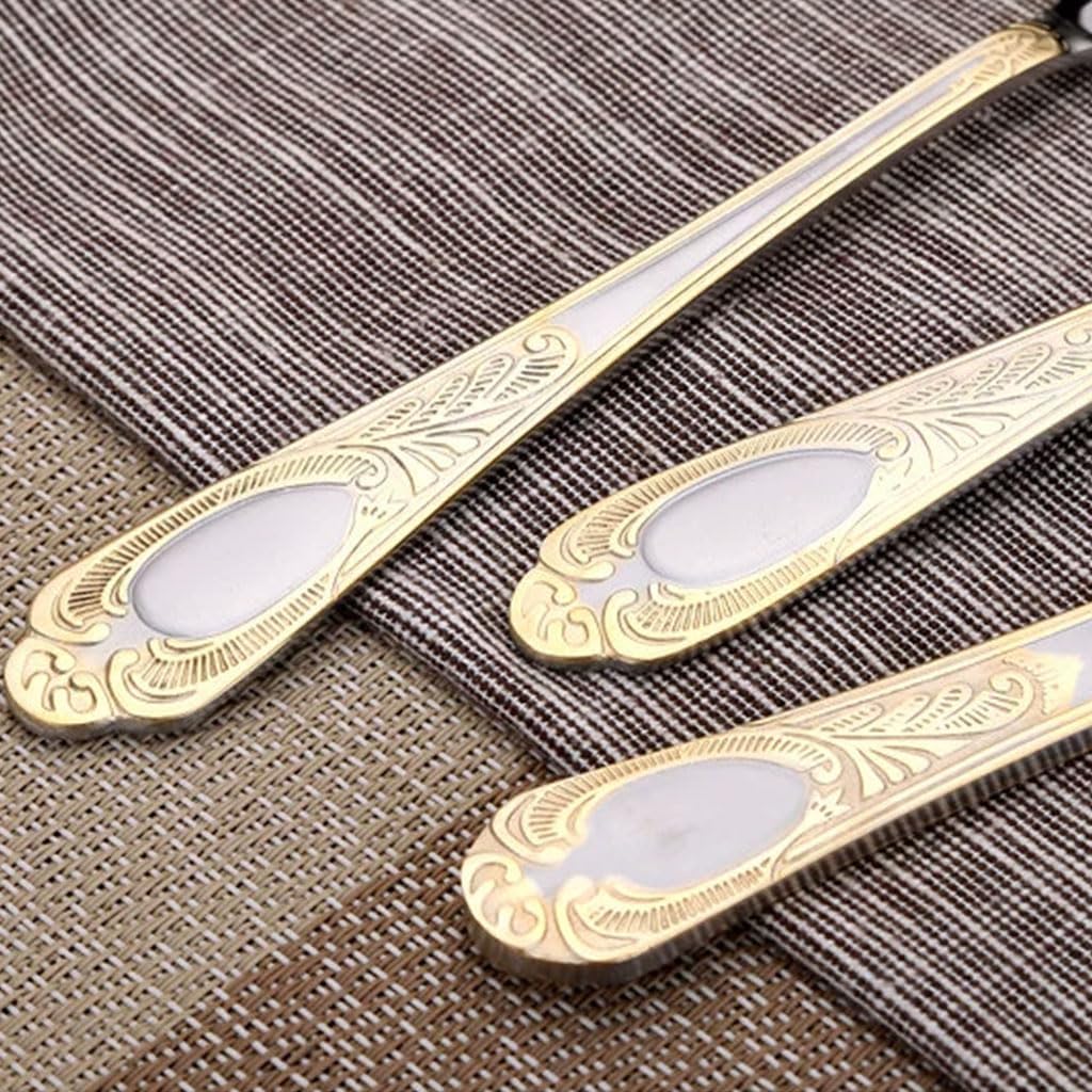 Rieort Ensemble d'argenterie 2/3 pièces, Couteau, Fourchette, cuillère, Couverts en Acier Inoxydable, Design en Relief, fourchettes à dîner, Ensemble de Couverts réutilisables
