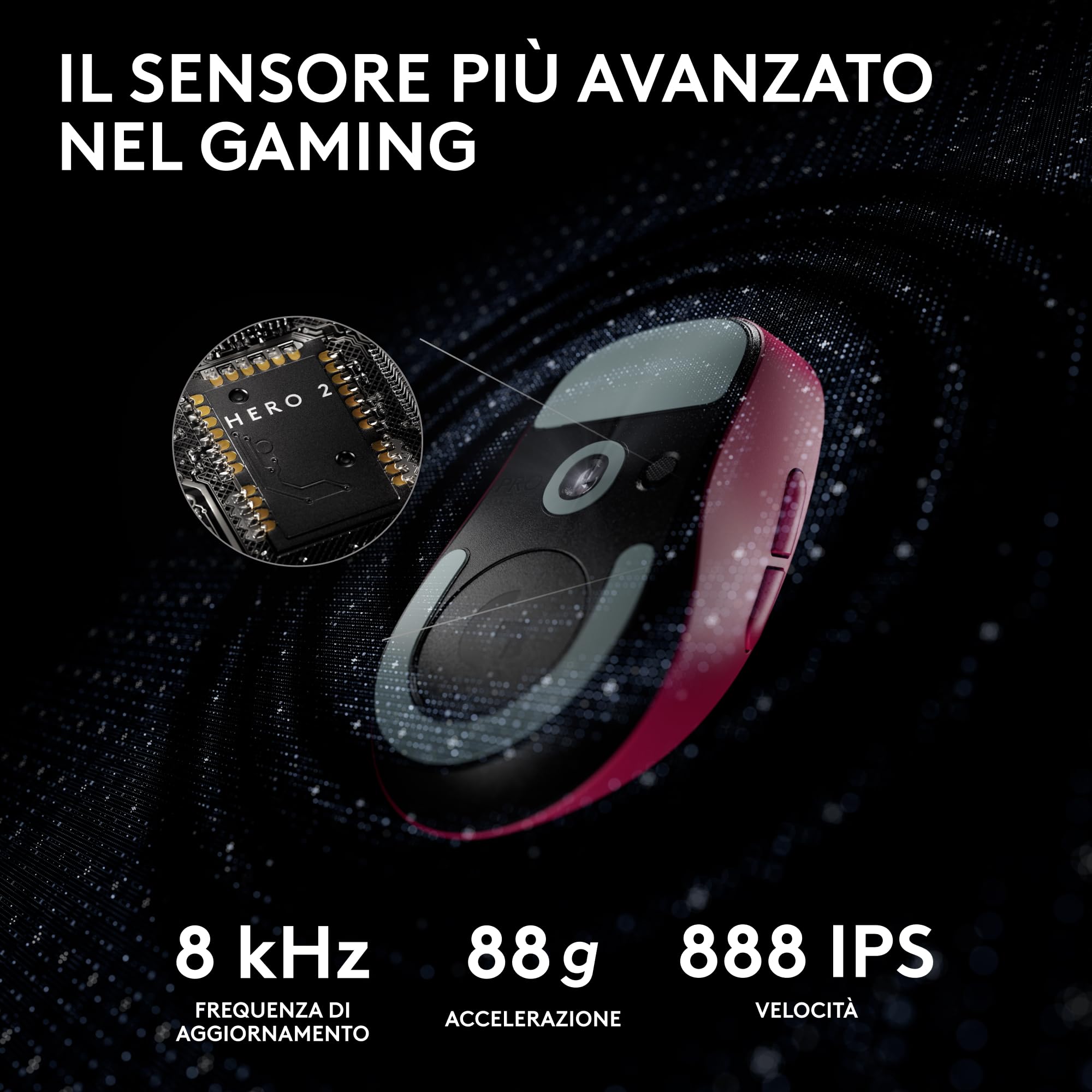 Logitech G PRO X SUPERLIGHT 2 LIGHTSPEED mouse gaming wireless, Versione Est Europa, aggiornamento 8K, leggero, 60g, HERO 2, 888 IPS, 44K DPI, 5 pulsanti programmabili, USB-C, PC e Mac - Rosa