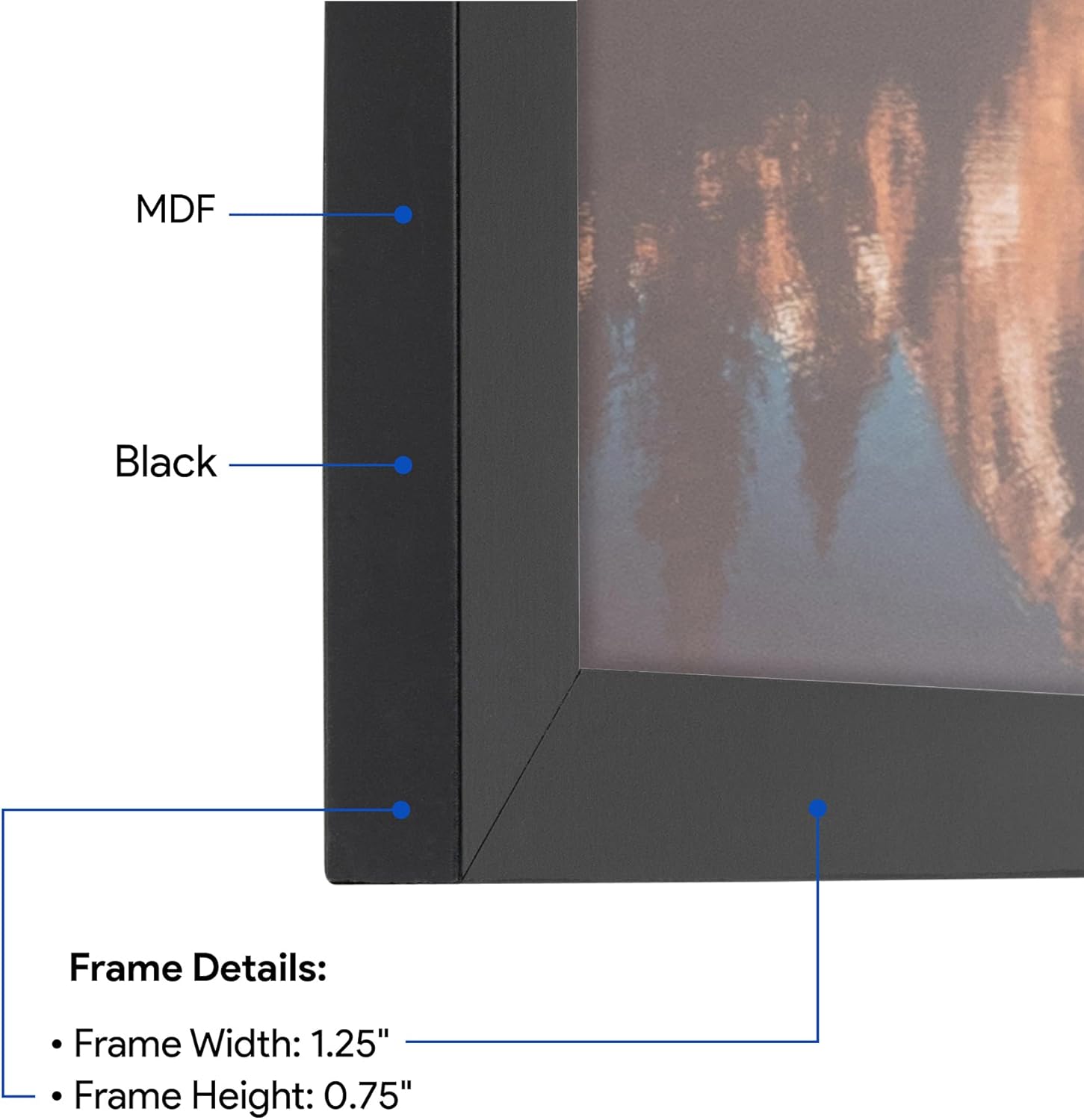 ArtToFrames 24x36 Poster Frame, 1.25" Black Custom Picture Frame for 24 x 36 Photos, Comes with Plexi Glass and Corrugated Backing, WOMFRBW26079-24x36