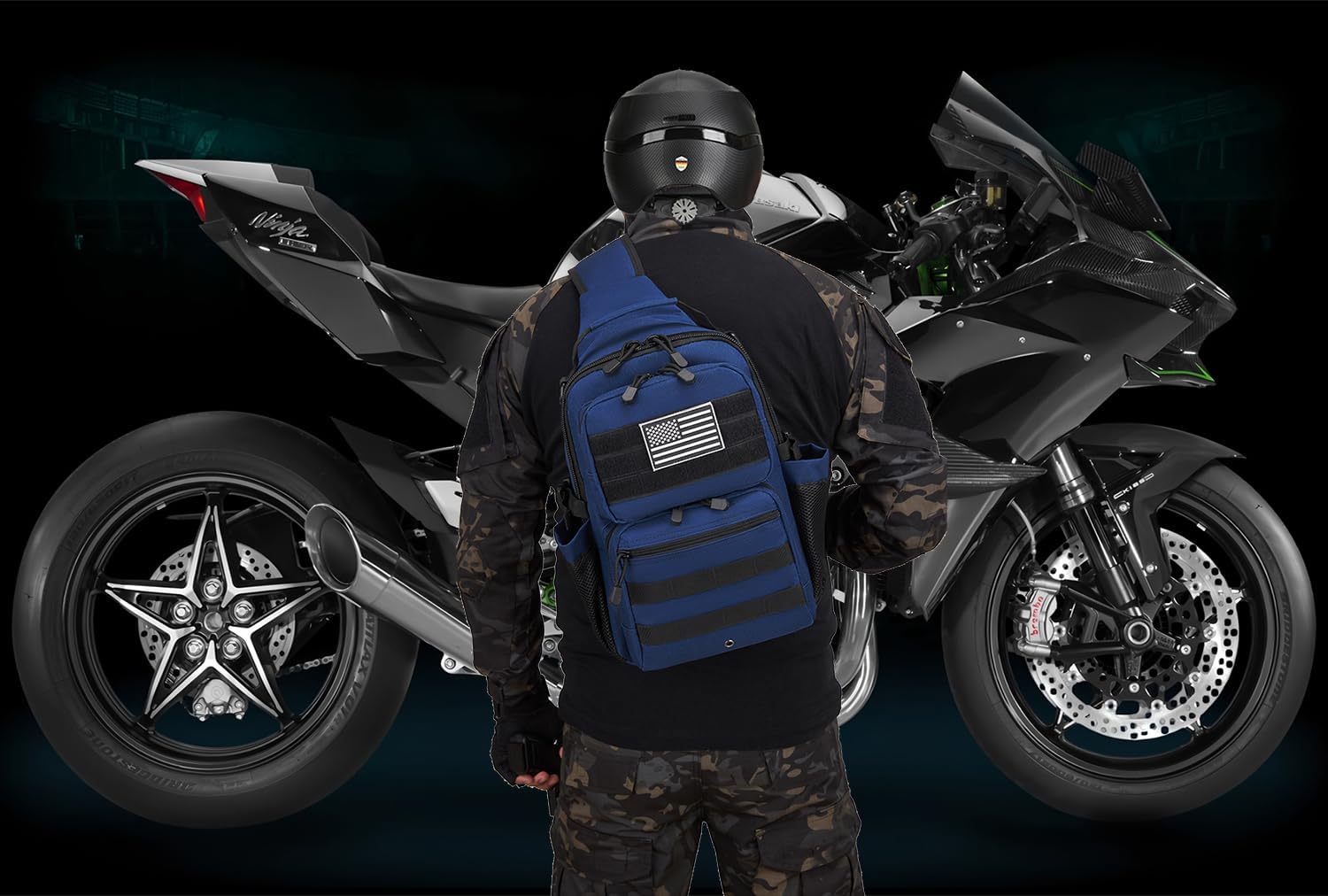 Tactical Sling Backpack Holster Range Shoulder Bag 15L Crossbody Bag Water Bottle Holder Radio Pouch 6 Elastic Slots