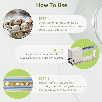 Automatic Quail Egg Peeler, 28W Motor & Stainless Steel Quail Egg Peeler, Effortless Peels in Seconds for Commercial/Home Use, 110V