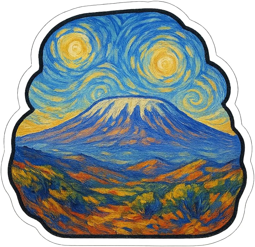 (3 Pack) Kilimanjaro Summit Post-Impressionist Gogh Style Sticker (2.75" x 2.75")