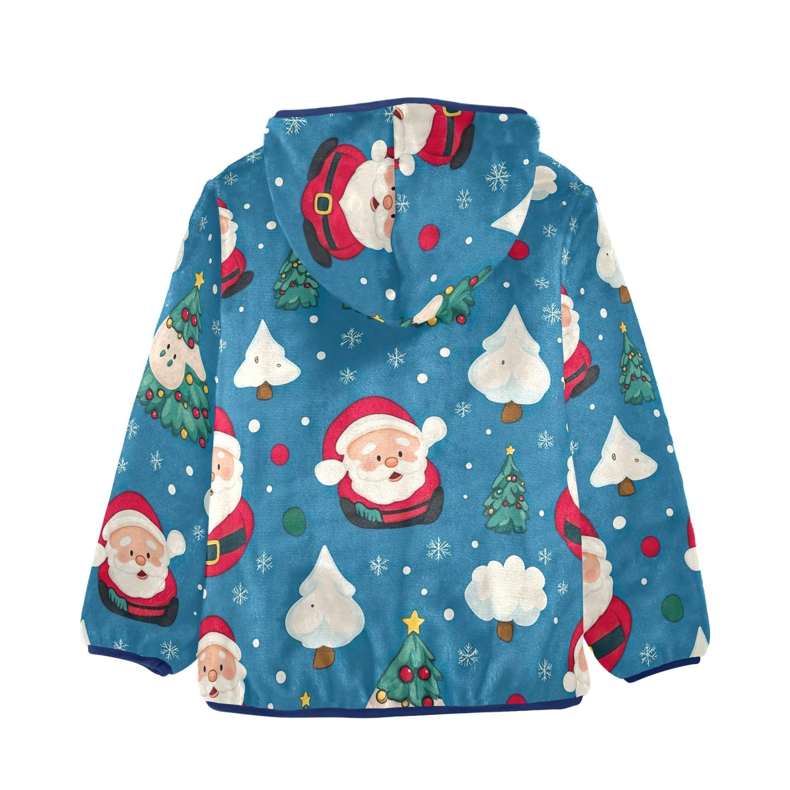 CHIFIGNO Cute Girls Boys Fleece Jacket Cute Santa Claus Christmas Trees Boys Hoodies Toddler Sweatshirt with Pockets for Toddler and Kids, 6T