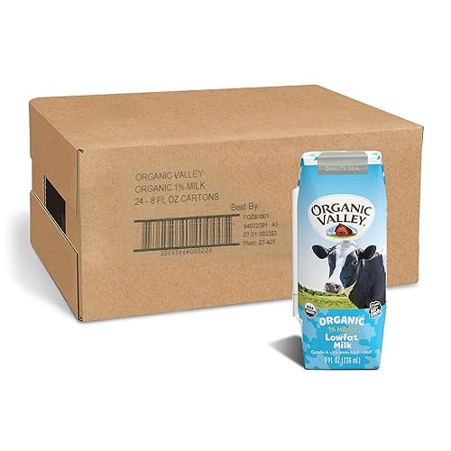 Organic Valley, Cajas de leche, 1% de leche estable, aperitivos saludables, 8 onzas líquidas (paquete de 24)