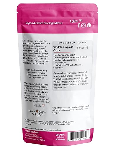 Miniatura 2 de Spice Hut - Polvo orgánico Vindaloo Masala, sin sal, condimento indio sabroso picante en polvo de curry vindaloo para cocinar alimentos de Goan -