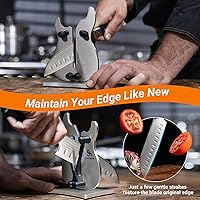Vista 2 de Professional Knife Sharpener for Kitchen, 3-Action Blade Sharpener with Tungsten Carbide, Auto Adjustable Brushed Stainless Steel Manual Sharpener