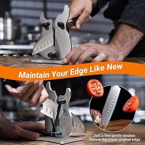 Miniatura 2 de Afilador de cuchillos profesional para cocina, afilador de cuchillas de 3 acciones con carburo de tungsteno, afilador manual de acero inoxidable